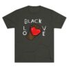 Unisex Tri-Blend Black Love Red Heart Crew Tee - Image 2