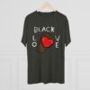 Unisex Tri-Blend Black Love Red Heart Crew Tee - Image 4