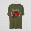 Unisex Tri-Blend Black Love Red Heart Crew Tee - Image 12