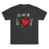 Unisex Tri-Blend Black Love Red Heart Crew Tee - Image 5